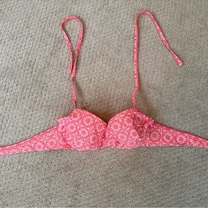 aerie Coral Pink Floral Bikini Top